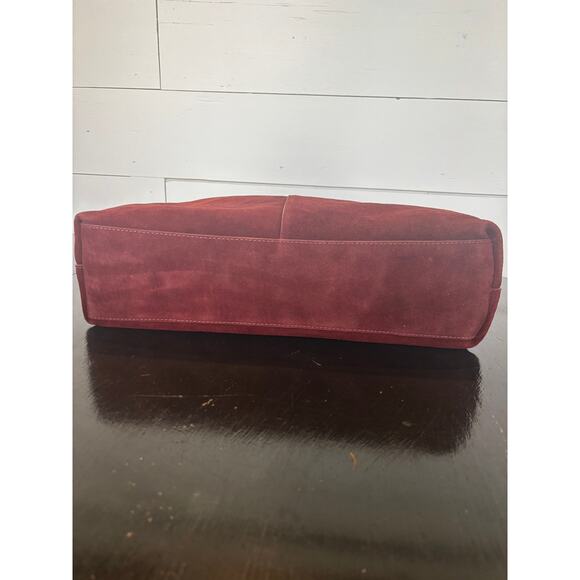 Margot New York Hobo Bucket Style Suede Leather Shoulder Bag Burgundy NWT‎ - Picture 3 of 7